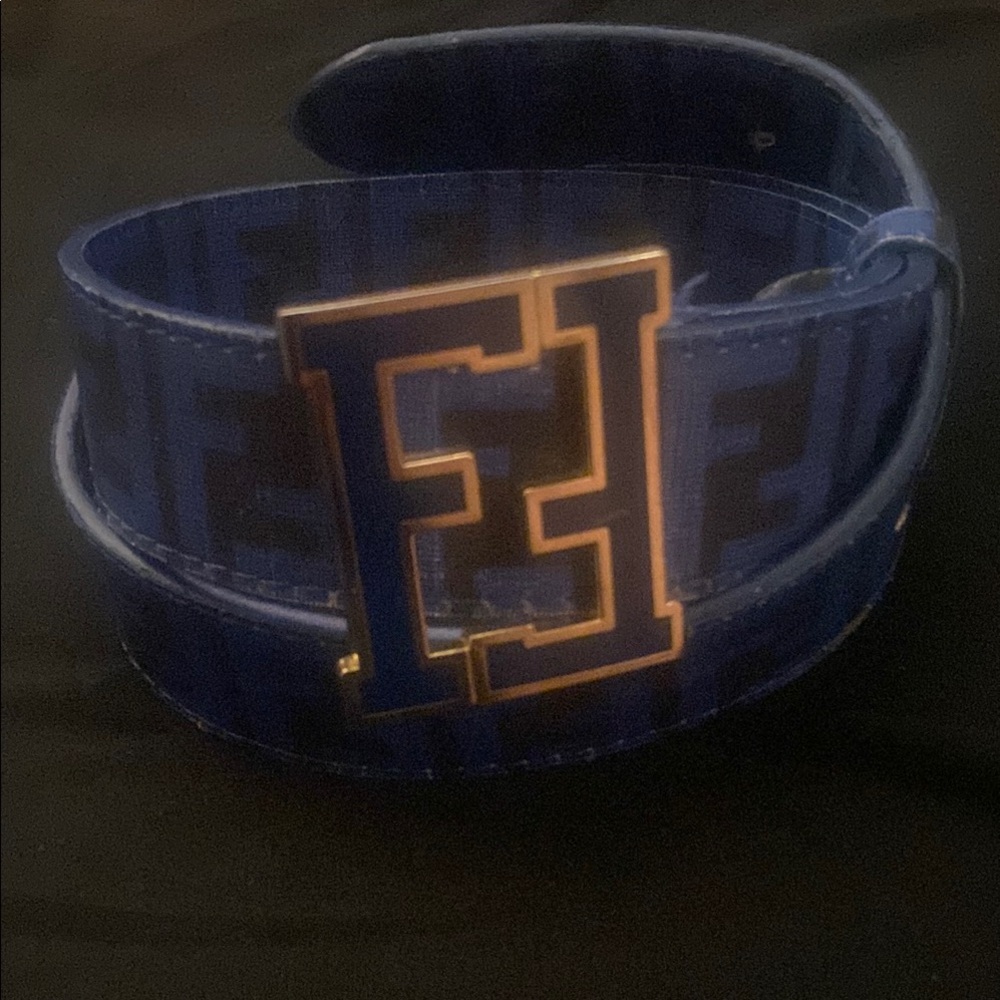 Fendi Blue and Black Zucca Belt for Men (or women) size 46/115